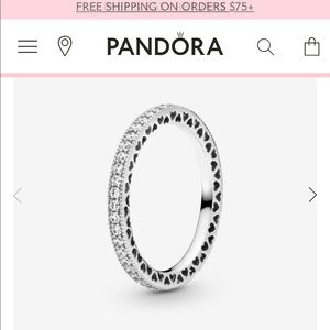 Pandora Sparkle & Hearts Cubic Zirconia Ring Size 9